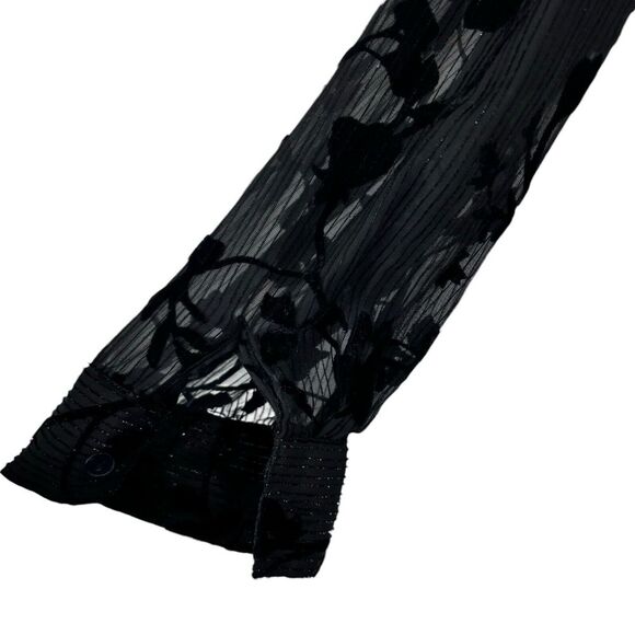 Jaclyn Smith Classic Womens Black Silk Velvet Burnout Floral Button Top Size L - Picture 6 of 7